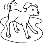 Dibujo para colorear Dibujo De Perrito Moviendo La Cola Para Pintar Y Colorear perro feliz y contento