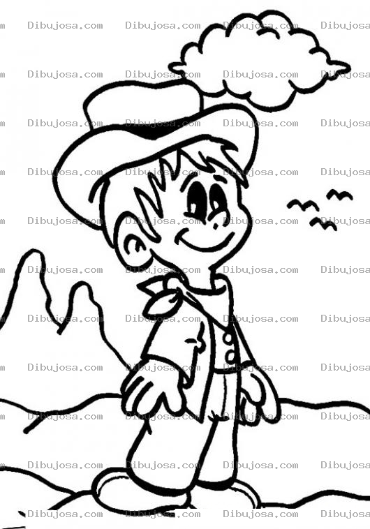 Dibujo para colorear Dibujo De Nino Vaquerito Para Pintar Y Colorear