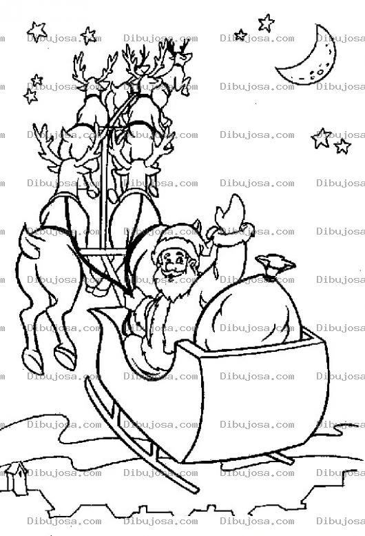 Dibujo para colorear Santaclaus En Trineo Diciendo Adios Para Pintar Y Colorear