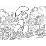 Dibujo para colorear Itufos Y Gargamel Dibujo De Pitufos Huyendo De Gargamel Para Pintar Y Colorear
