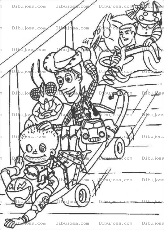 Dibujo para colorear Colorear a Woody con los juguetes