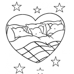Dibujo para colorear Dibujo De Tres Elefantes Durmuiendo En Una Cama Para Pintar Y Colorear