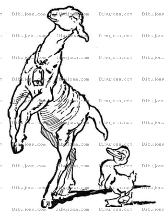 Dibujo para colorear La Cabra Y El Pato Dibujo De Cabra Caminando En 2 Patas A La Par De Un Patito Para Pintar Y Colorear