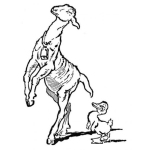 Dibujo para colorear La Cabra Y El Pato Dibujo De Cabra Caminando En 2 Patas A La Par De Un Patito Para Pintar Y Colorear
