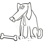 Dibujo para colorear Dibujo De Perro Con Hueso Para Pintar Y Colorear