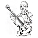 Dibujo para colorear Dibujo De Negrito Con Guitarra Tocando Blues Para Pintar Y Colorear