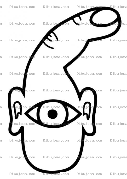 Dibujo para colorear Dibujo De Un Dedo Con Ojo Y Oidos Para Pintar Y Colorear Cara Con Cabeza De Dedo