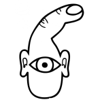 Dibujo para colorear Dibujo De Un Dedo Con Ojo Y Oidos Para Pintar Y Colorear Cara Con Cabeza De Dedo