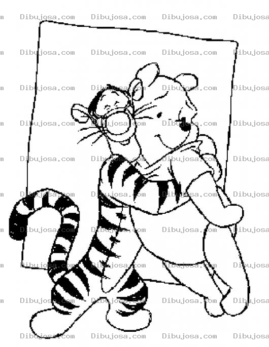 Dibujo para colorear Dibujo De Tiger Abrazando A Guini De Pu Para Pintar Y Colorear A Guini De Pu Guinidepooh