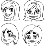 Dibujo para colorear Dibujos De Perfiles D Ela Cabeza De Una Chica Y De Un Chico Para Pintar Y Colorear