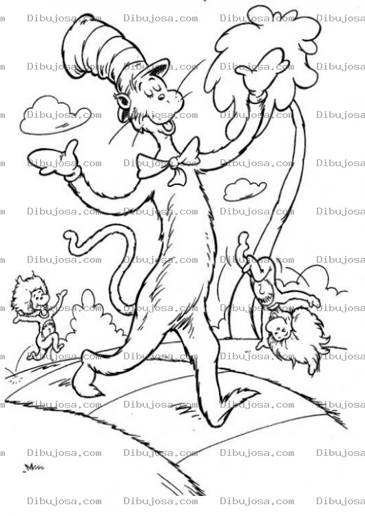 Dibujo para colorear Dibujo De Gato Con Sombrero Para Pintar Y Colorear