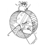 Dibujo para colorear Dibujo De Hamsters En Una Rueda Para Pintar Y Colorear