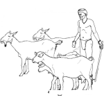 Dibujo para colorear Pastor De Cabras Para Pintar Y Colorear Hombre Pastoreando Cabritas