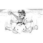Dibujo para colorear Dibujo De Mujer Volando Sobre Un Elefante Para Pintar Y Colorear A Un Elefante Volador