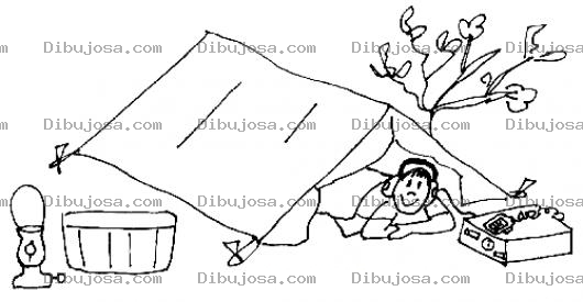 Dibujo para colorear Dibujo De Chico En Una Carpa Escuchando Musica Con Audifonos Para Pintar Y Colorear