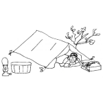 Dibujo para colorear Dibujo De Chico En Una Carpa Escuchando Musica Con Audifonos Para Pintar Y Colorear