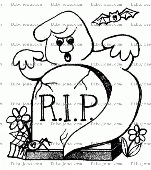 Dibujo para colorear Dibujo De Fantasma En Una Tumba Para Pintar Y Colorear