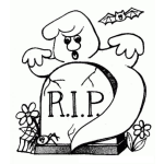 Dibujo para colorear Dibujo De Fantasma En Una Tumba Para Pintar Y Colorear