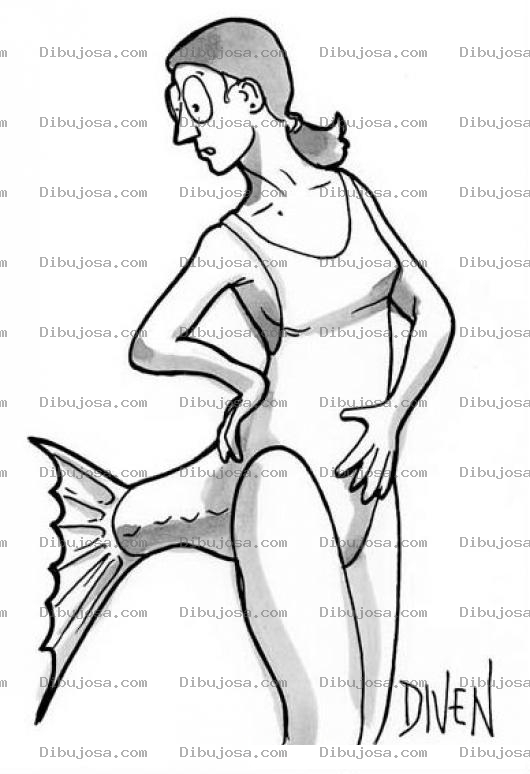 Dibujo para colorear Dibujo De Mujer Con Cola De Pescado Para Pintar Y Colorear Calzoneta De Sirena