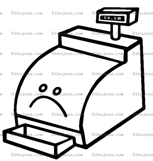 Dibujo para colorear Dibujo De Caja Registradora Triste Sin Dinero Para Pintar Y Colorear