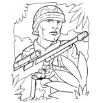 Dibujo para colorear Soldado En La Maleza Para Pintar Y Colorear