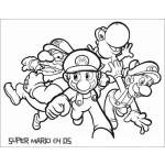 Dibujo para colorear Colorear a Mario Bros y sus amigos