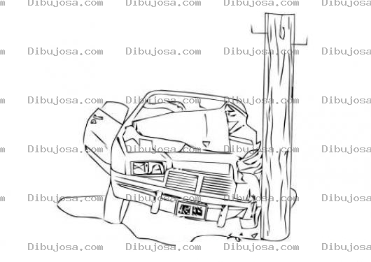 Dibujo para colorear Dibujo De Carro Accidentado Para Pintar Y Colorear Choque De Carro Contra Un Poste De Luz
