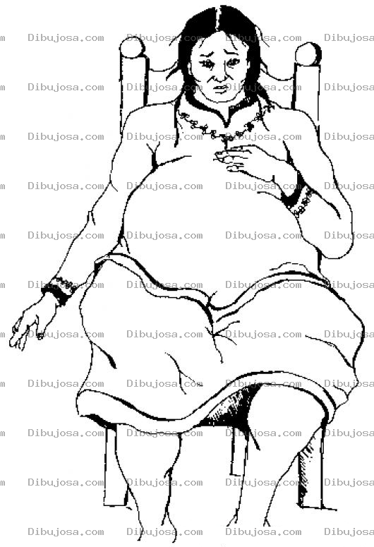 Dibujo para colorear Mujer Mayor Embarazada Sentada En Una Silla Para Pintar Y Colorear