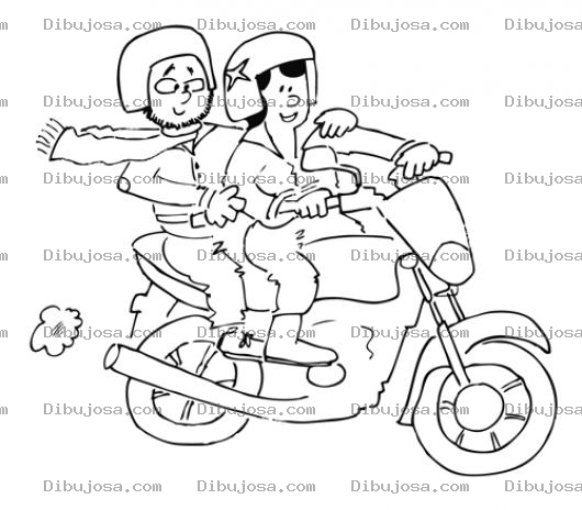 Dibujo para colorear Dibujo De Pareja En Moto Para Pintar Y Colorear