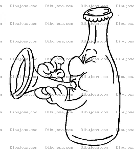 Dibujo para colorear Dibujo De Botella Tocando La Trompeta Para Colorear