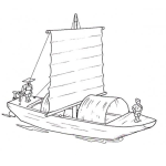 Dibujo para colorear Dibujo De Barco Chino De Vela Para Pintar Y Colorear