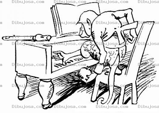 Dibujo para colorear Dibujo De Mono Tocando El Piano Para Pintar Y Colorear