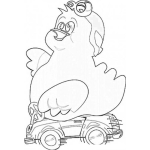 Dibujo para colorear Pollito En Carro Dibujo De Pollo Manejando Carro Descapotable Para Pintar Y Colorear