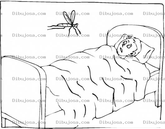 Dibujo para colorear Dibujo De Zancudo Molestando En La Noche A Un Chico Durmiendo Para Pintar Y Colorear A Un Mosquito Zumbador