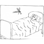 Dibujo para colorear Dibujo De Zancudo Molestando En La Noche A Un Chico Durmiendo Para Pintar Y Colorear A Un Mosquito Zumbador