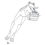 Dibujo para colorear Dibujo De Rana Con Pastel De 100 Anos Para Pintar Y Colorear Sapo Con Pastel De Cumpleanos