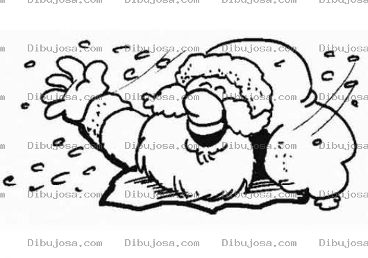 Dibujo para colorear Dibujo De Santa Claus Bajo La Nieve Para Pintar Y Colorear