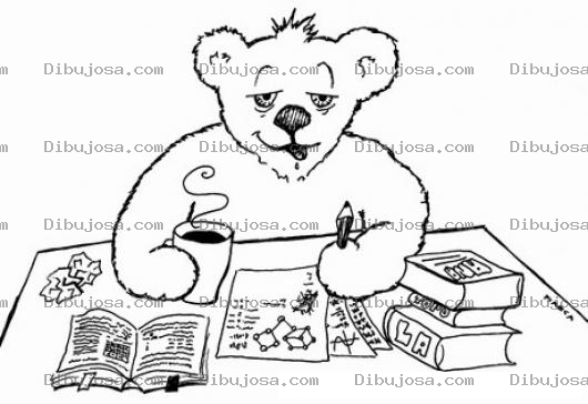 Dibujo para colorear Dibujo De Oso Estudiando Para Pintar Y Colorear