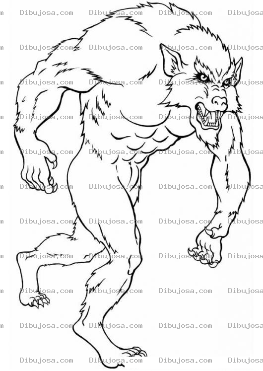 Dibujo para colorear Dibujo Del Hombre Lobo Para Pintar Y Colorear