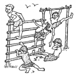Dibujo para colorear Dibujo De Chicos Jugando En Un Parque De Juegos Sencillo De Madera