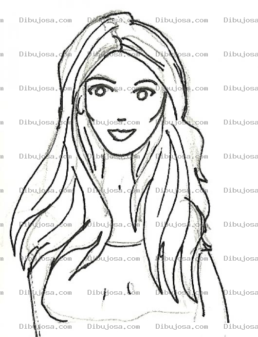 Dibujo para colorear Dibujo De Chica De Pelo Lacio Y Largo Para Pintar Y Colorear