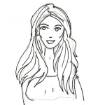 Dibujo para colorear Dibujo De Chica De Pelo Lacio Y Largo Para Pintar Y Colorear