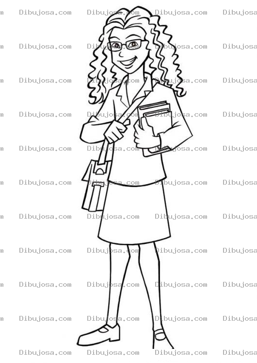 Dibujo para colorear Dibujo De Chica Estudiante Pelo Rizado Para Pintar Y Colorear