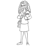 Dibujo para colorear Dibujo De Chica Estudiante Pelo Rizado Para Pintar Y Colorear