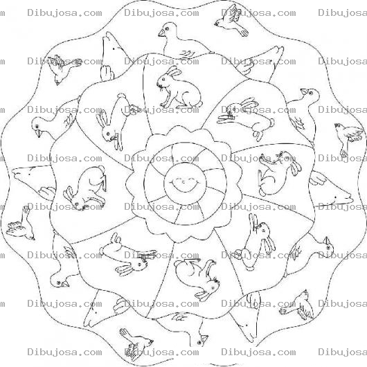 Dibujo para colorear Mandalas Para Colorear Conejitos Ptitos Ballenas Y Pajaritos