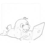 Dibujo para colorear Dibujo De Pajarito En Laptop Para Pintar Y Colorear