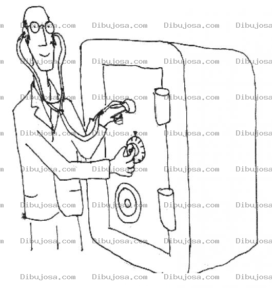 Dibujo para colorear Como Abrir Una Caja Fuerte Con Un Estetoscopio Dibujo Explicativo Para Pintar Y Colorear