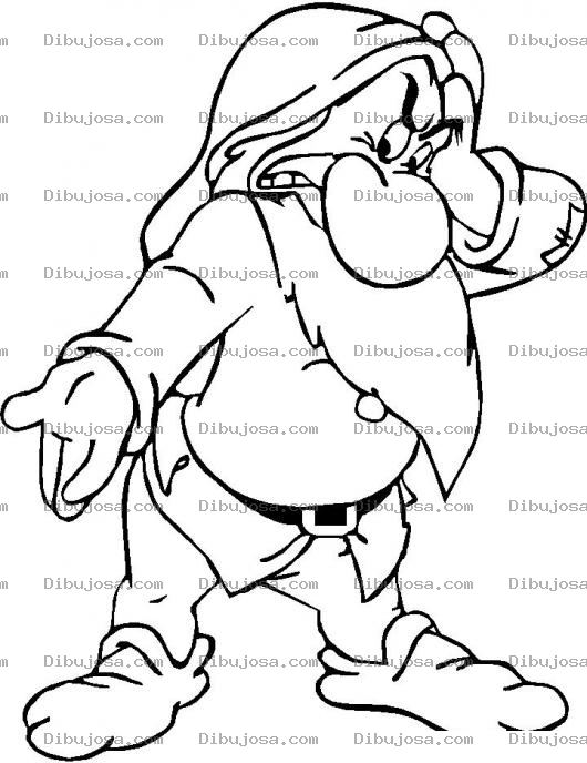 Dibujo para colorear Dibujo Del Enano Grunon De Blanca Nieves Para Pintar Y Colorear A Grumpy De Snow White