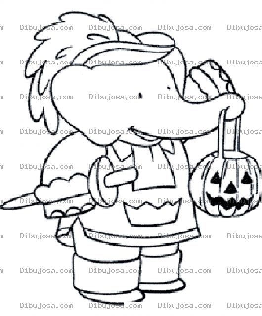 Dibujo para colorear Dibujo De Elefante Con Una Calabaza En La Trompa Para Pintar Y Colorear