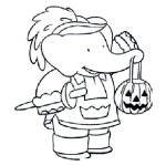 Dibujo para colorear Dibujo De Elefante Con Una Calabaza En La Trompa Para Pintar Y Colorear